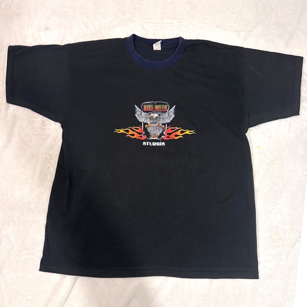 Vintage 2003 Sturgis Bike Rally Eagle Wolf Graphic Mens T-Shirt XL Black Motor - Picture 2 of 7